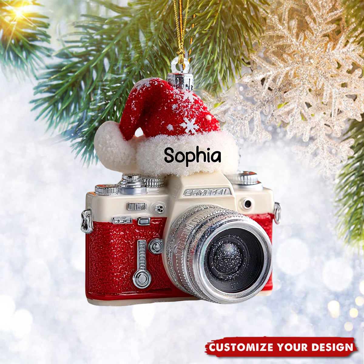 Personalized Camera Acrylic Christmas Ornament