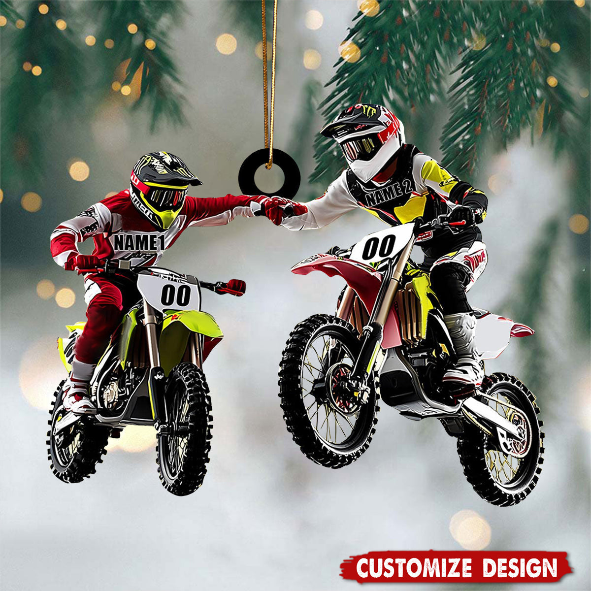 Personalized Motocross Partner Christmas Ornament -  Gift For Motorbike Driver