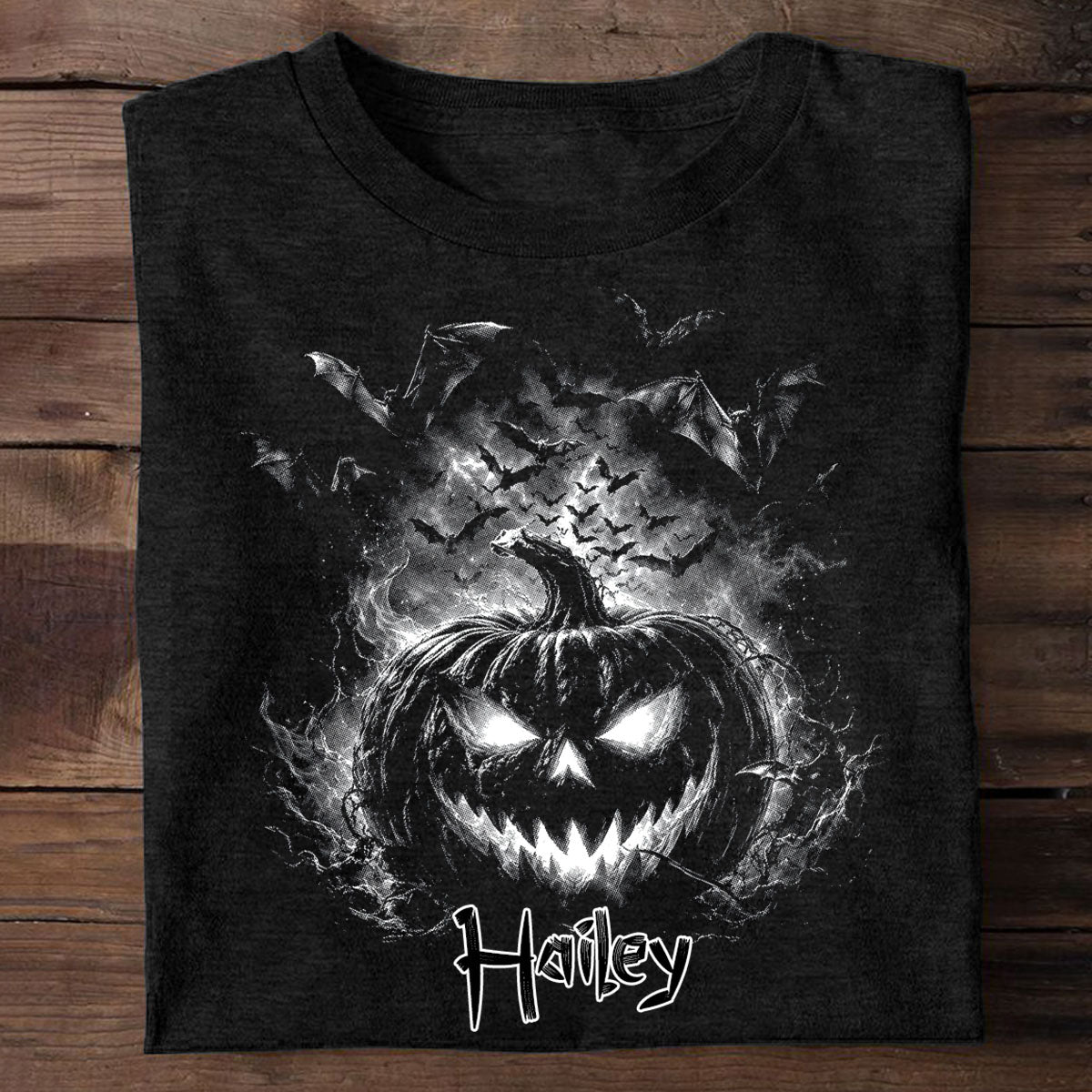 Personalized Spooky Pumpkin Bat T-Shirt - Gift For Halloween Lovers Family Friends
