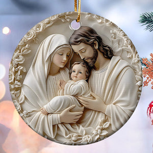 Glass The Holy Family Ceramic Ornament - Gifts for Religious People
