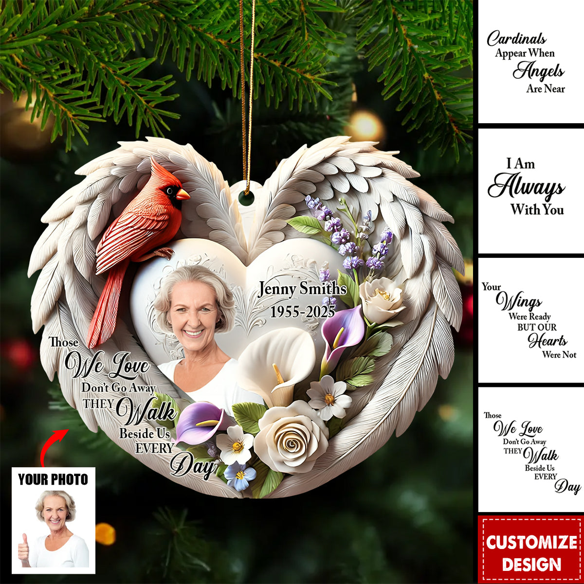 Cardinals Appear When Angels Are Near, Personalized Memorial Cardinal Custom 2D Flat Acrylic Ornament