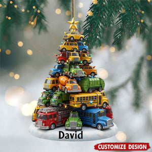 Trucks Christmas Tree - Personalized Kid Custom Shaped Acrylic Ornament