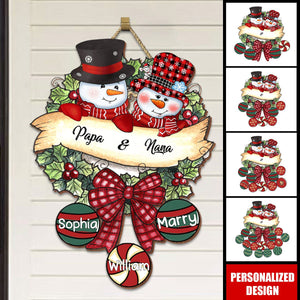 2025New Release Snowman Grandpa & Grandma Mom & Dad-Christmas Ball Kids Personalized Wood Sign