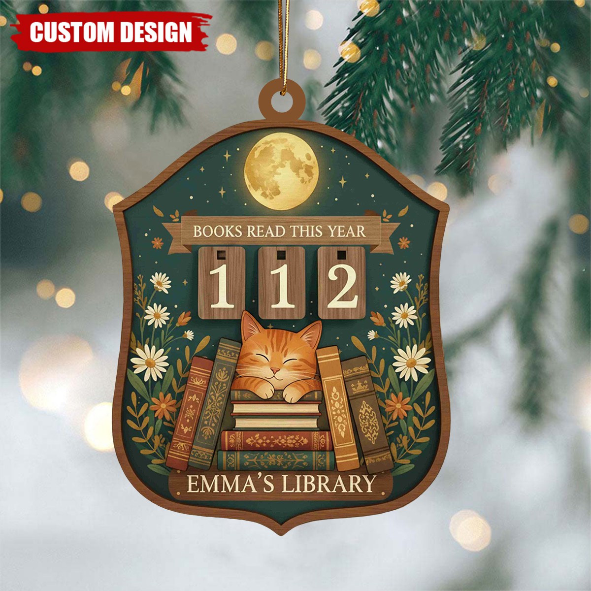 Personalized Reading Christmas Ornament, Gift for Book Lovers and Readers