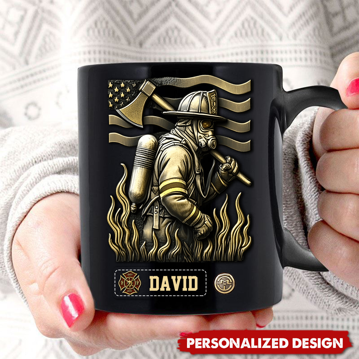 Proud Firefighter-Personalized Firefighter Black Mug