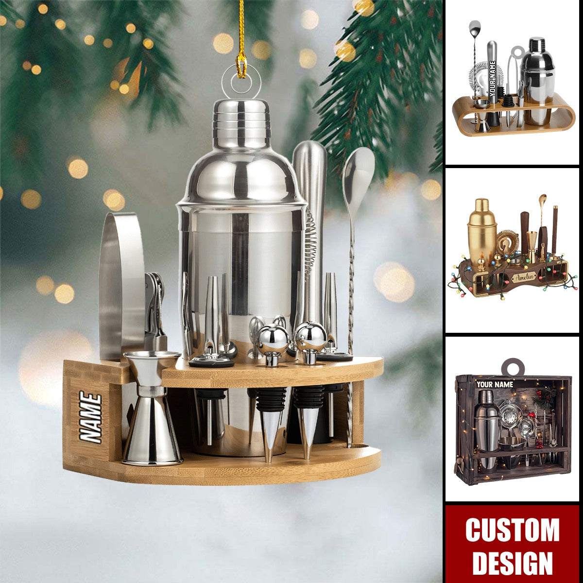 Personalized Bartender Acrylic Christmas Ornament - Gift For Bartender