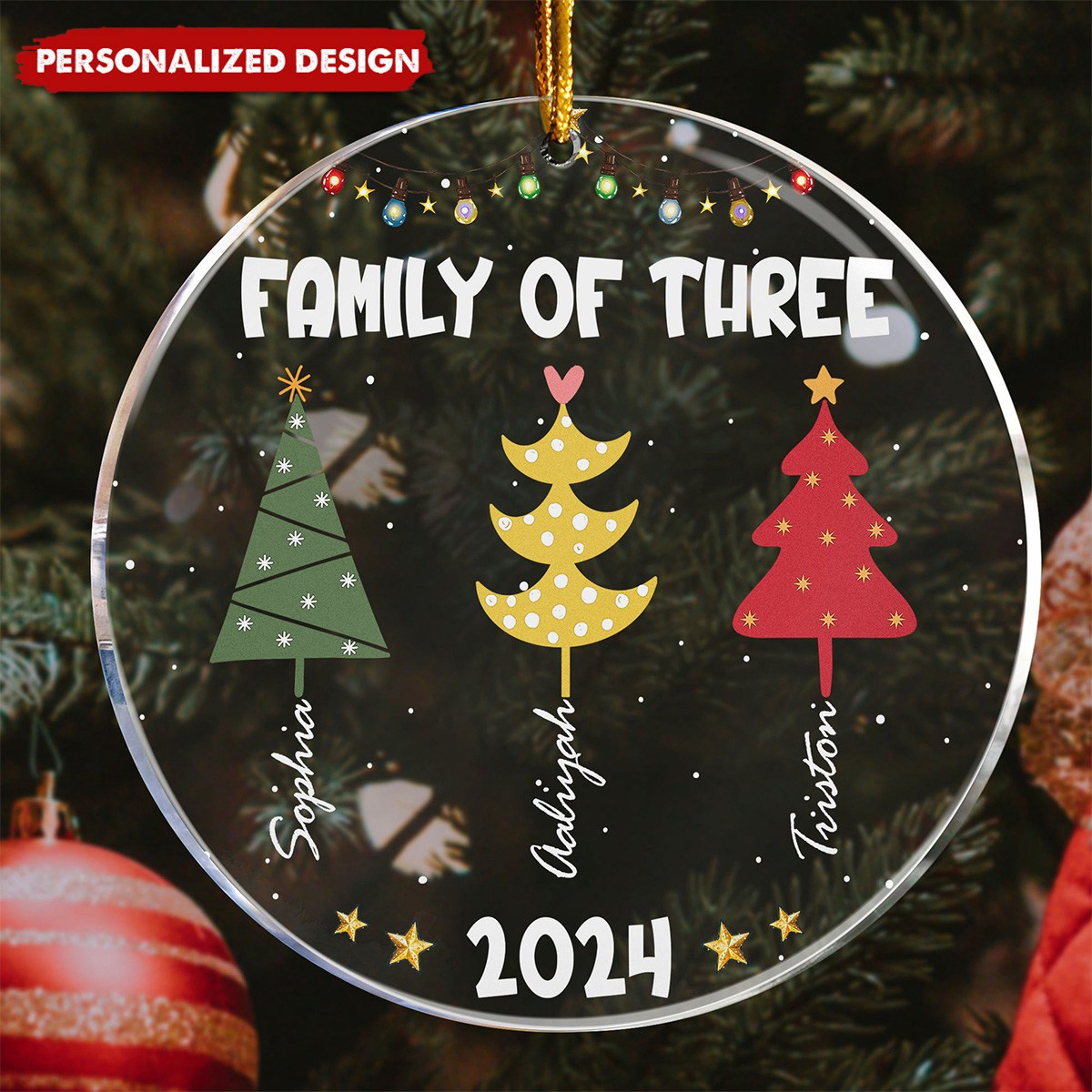 2024 New Release Family Colorful Christmas Trees - Personalized Acrylic Ornament