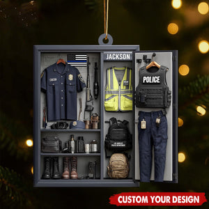 Custom Name Police Officer Christmas Ornament, Personalized Police Uniform Ornament