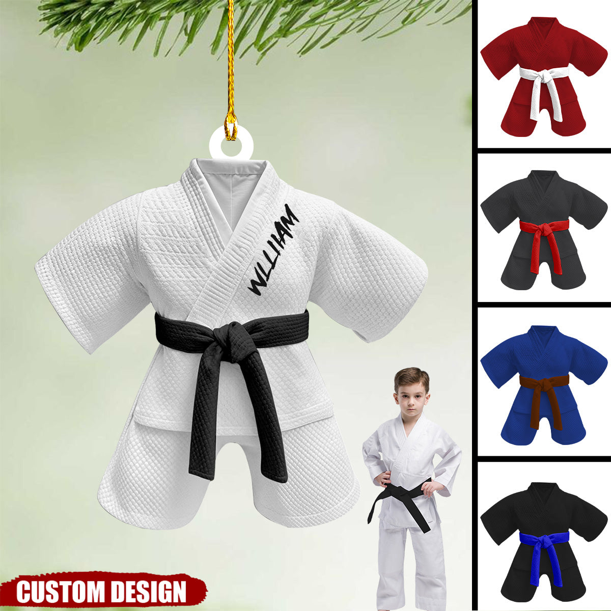 Personalized Black Belt Kid Uniform Ornament - Gift For Jiu-Jitsu,Karate Lovers
