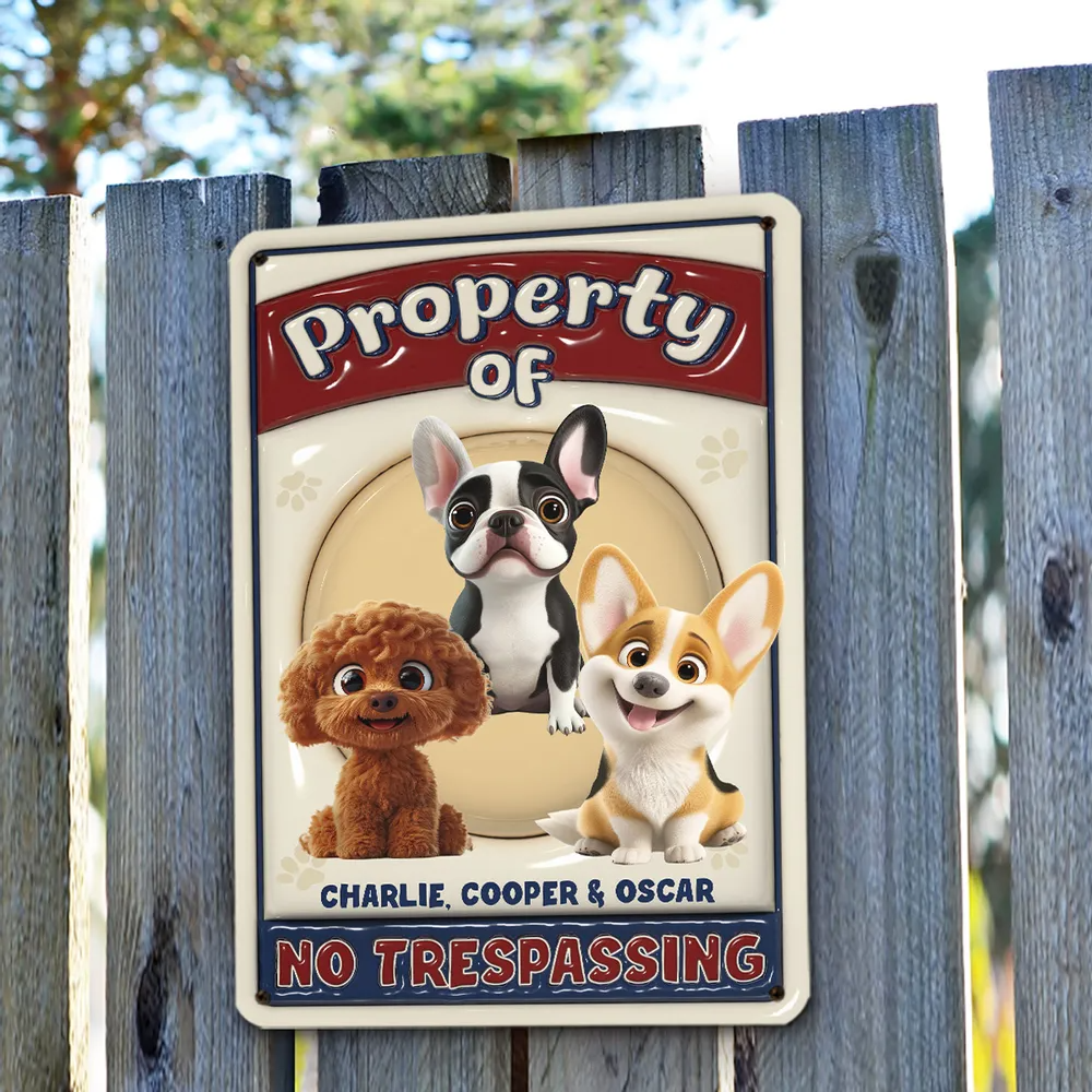 No Trespassing - Personalized Dog Metal Sign - Gift For Dog Lovers