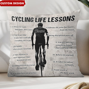 Personalized Cycling Life Lessons Pillow - Gift For Cycling Lovers