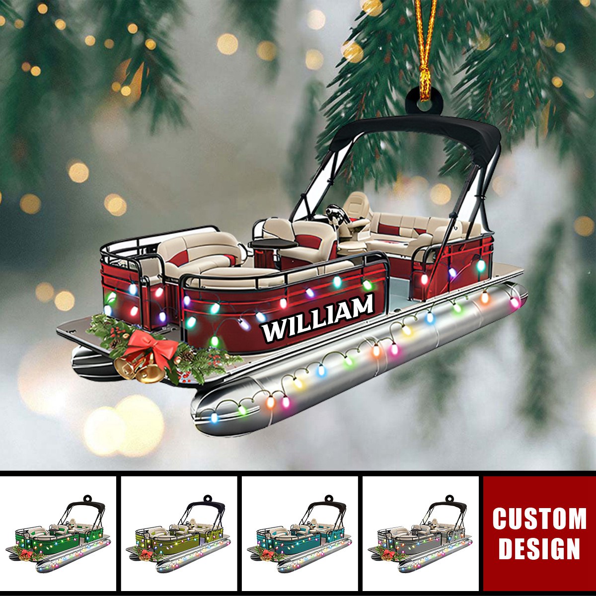 Personalized Pontoon Boat Christmas Ornament - New Release
