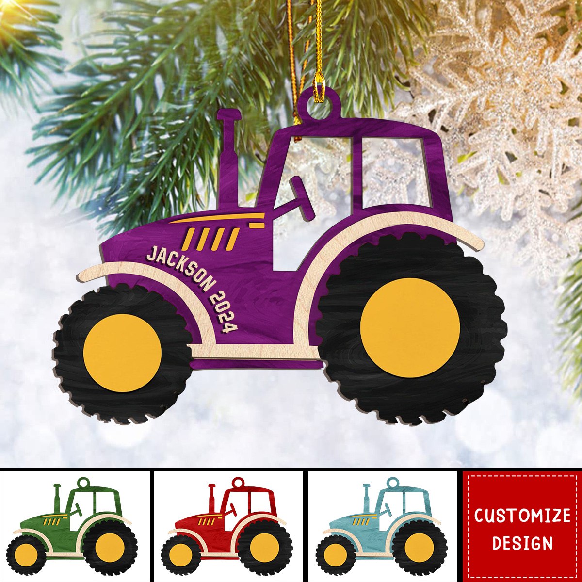 2024 New Release Personalized Tractor Wood Ornament