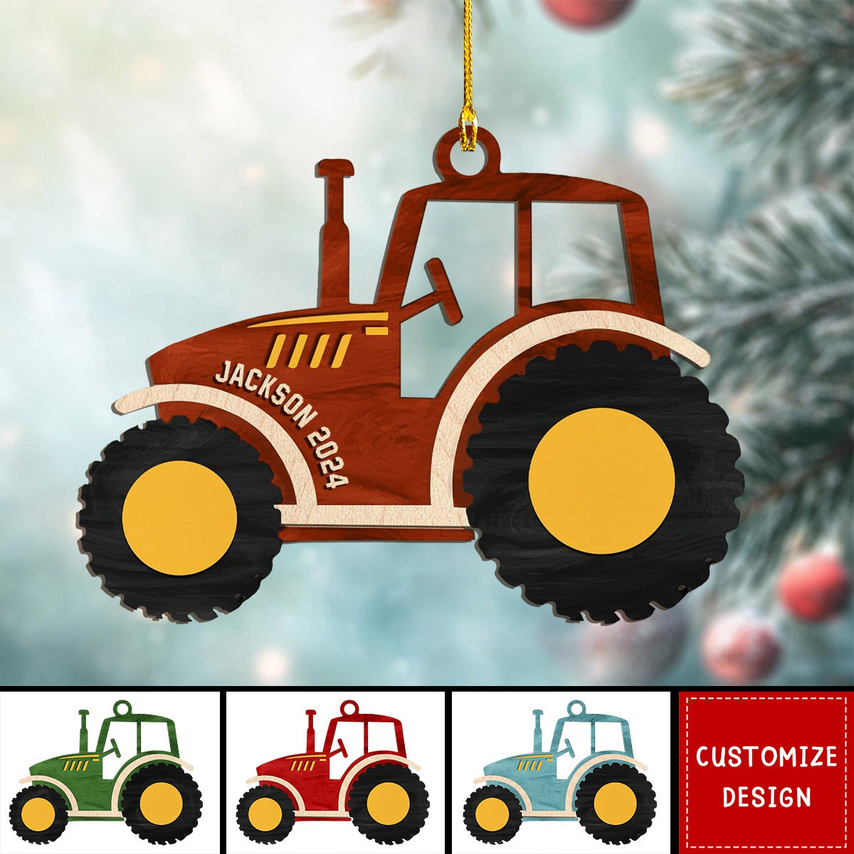 2024 New Release Personalized Tractor Wood Ornament