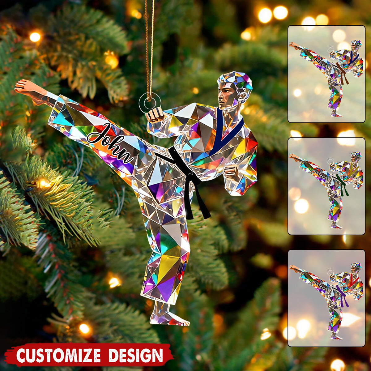 Personalized Taekwondo /Karate/Jiu-Jitsu Christmas Ornament
