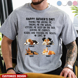 Thanks For Loving Me Dad - Personalized Unisex T-Shirt - Father's Day Gift For Dog Lovers