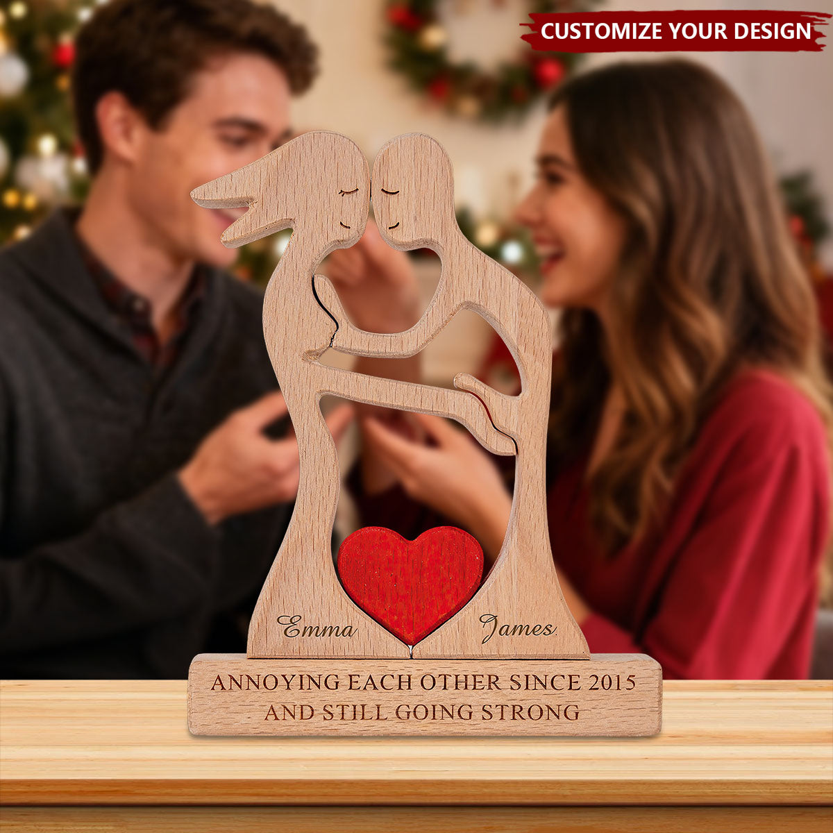 Couple Funny Puzzle Gift For Her Gift For Him - Personalized Wooden Family Puzzle