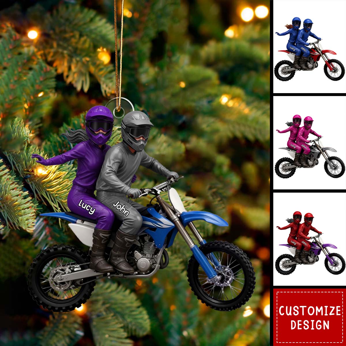 Personalized Motocross Couple Ornament