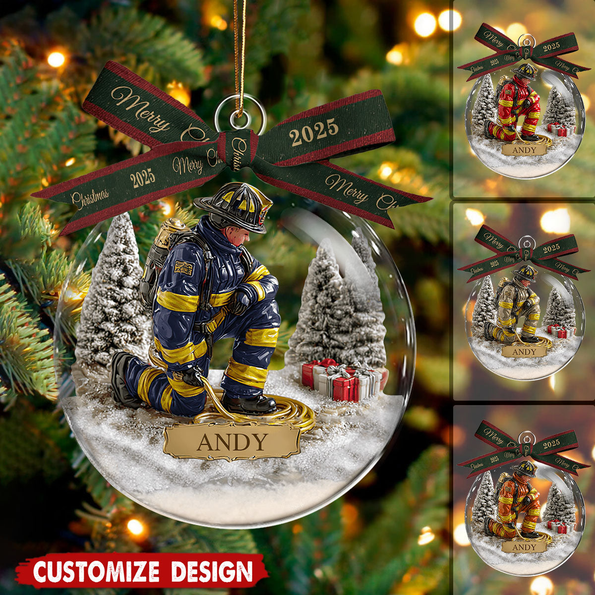 Proud Firefighter - Personalized Firefighter Snow Globe Ornament