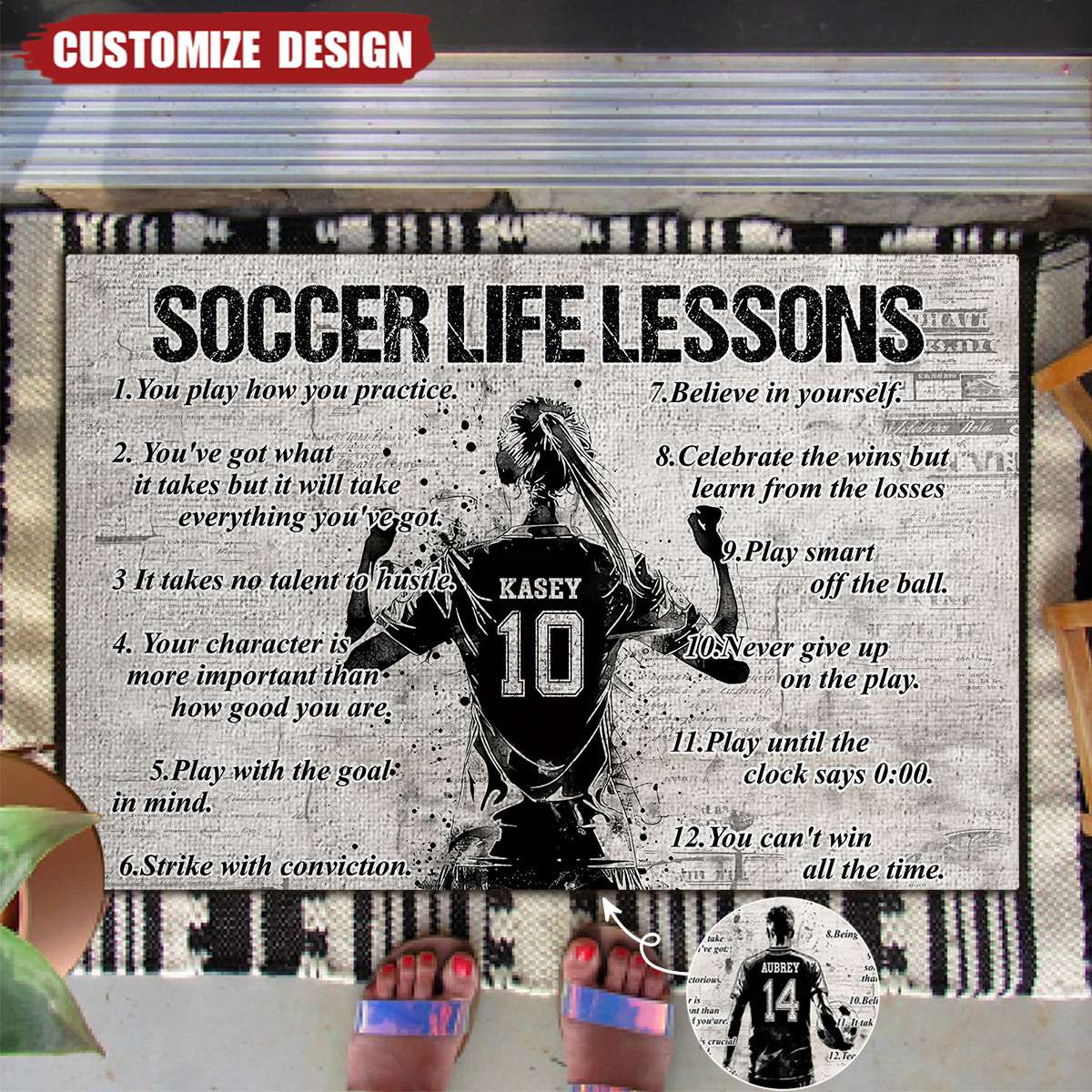 Personalized Soccer Life Lessons Doormat - Gift For Soccer Lovers