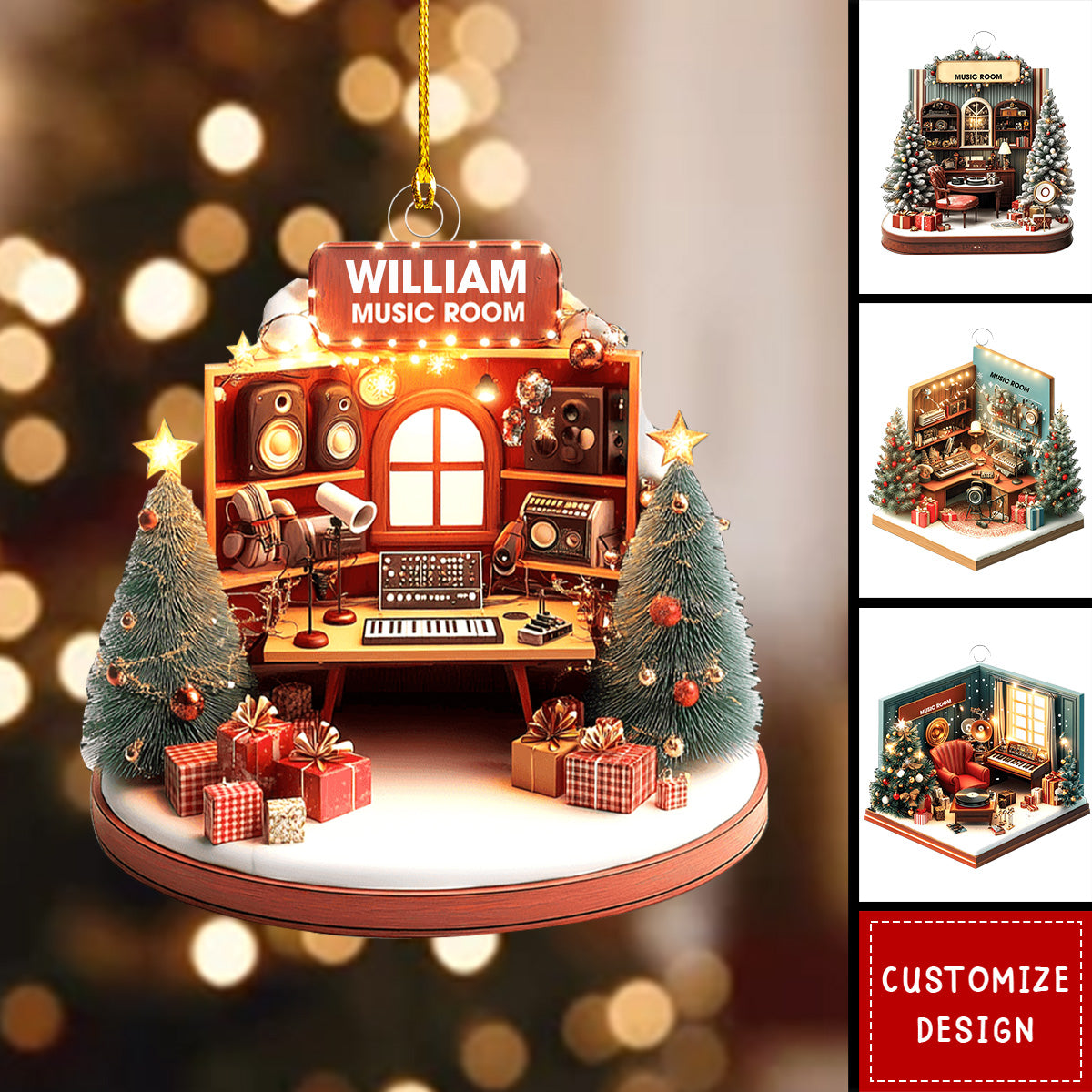 Personalized Music Room Christmas Ornament Gift For Musician-2024 New Release