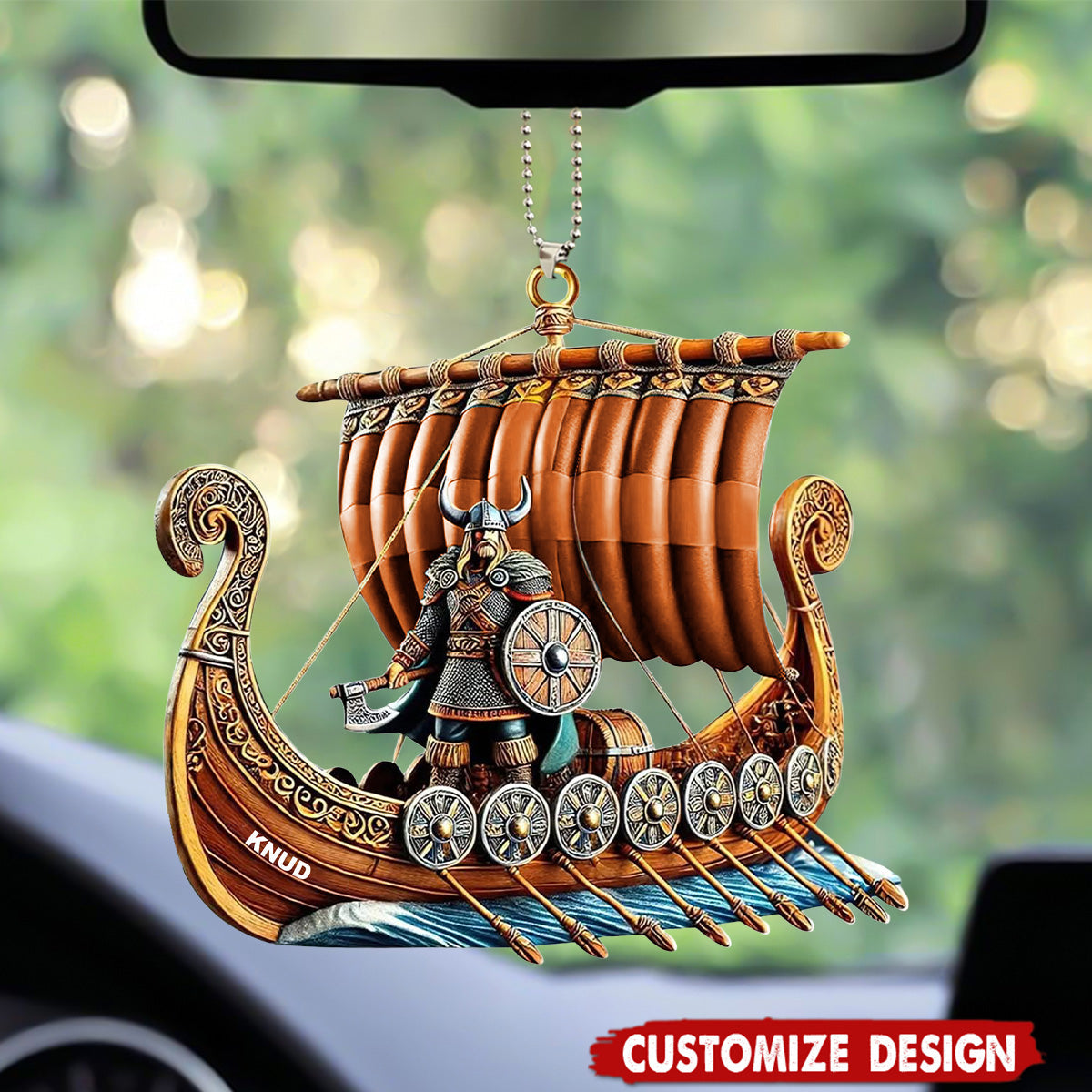 Personalized Viking Ship Car Ornament - Gift For History