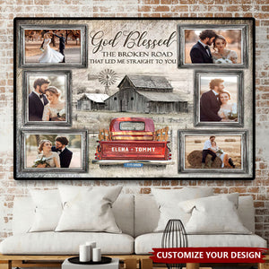 God Blessed Personalized Couple Photo Collage Wall Art Poster