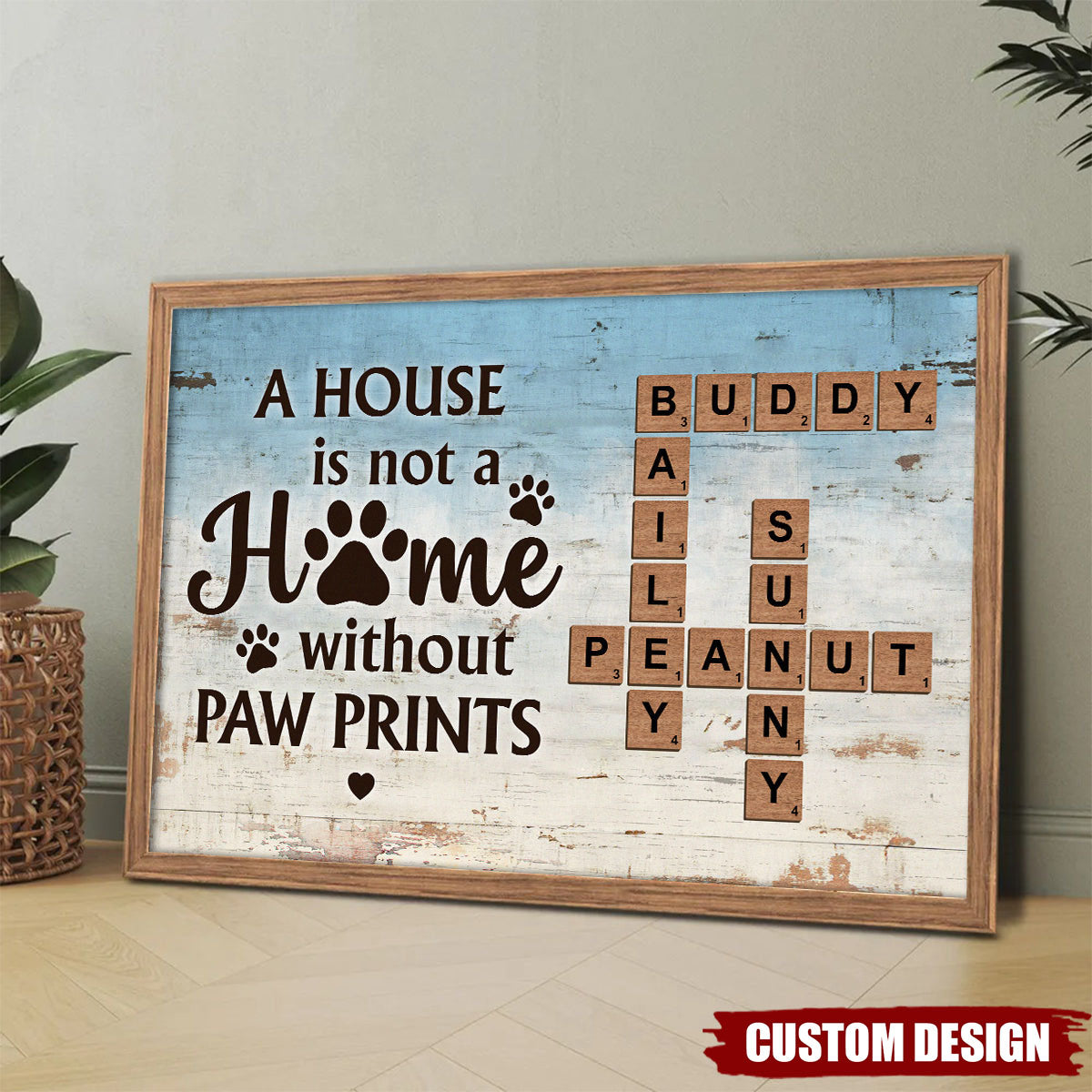 Home With Paw Prints Pet Crossword Puzzle Art Personalized Poster, Gift For Pet Lovers