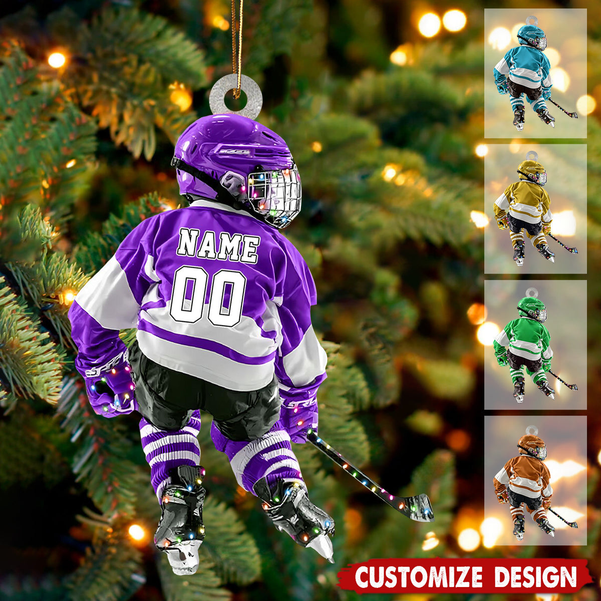 Personalized New Release Hockey Kid Player Ornament