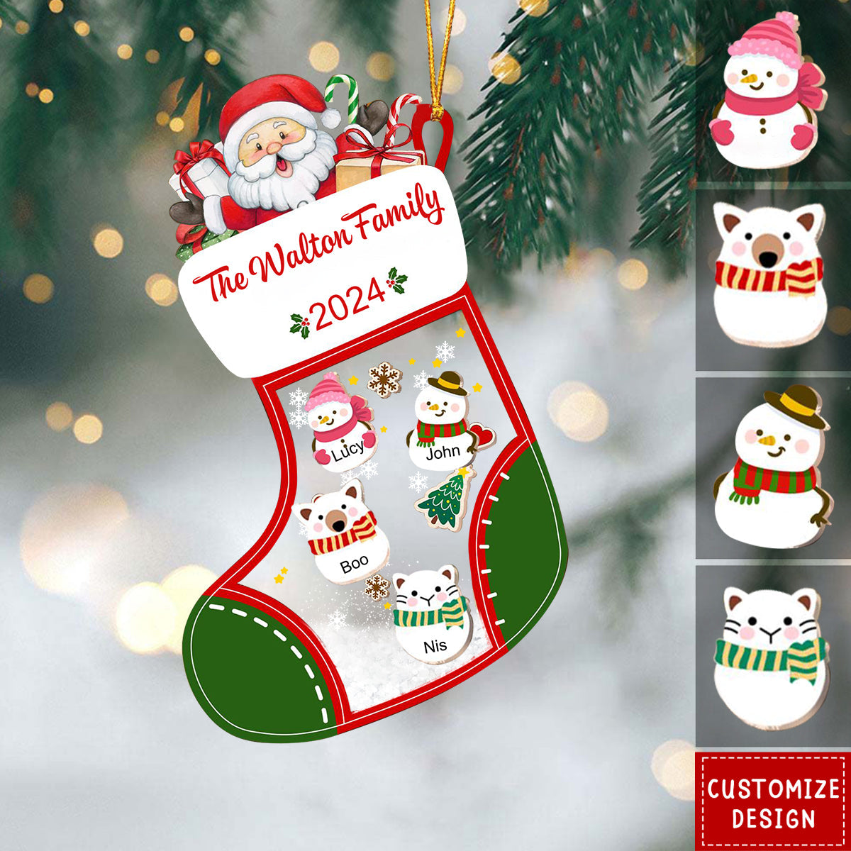 Personalized Family Stocking Christmas Ornament - 2024 New Release
