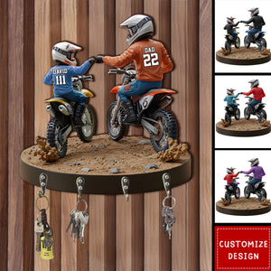 Dirt Bike Dad And Kid - Personalized Dirt Bike Key Rack