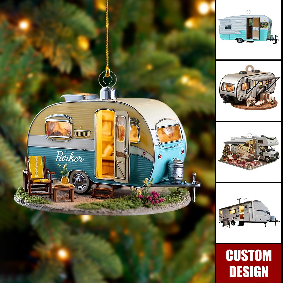 Personalized Camper Van Christmas Ornament, Gift For Travelers, Camper