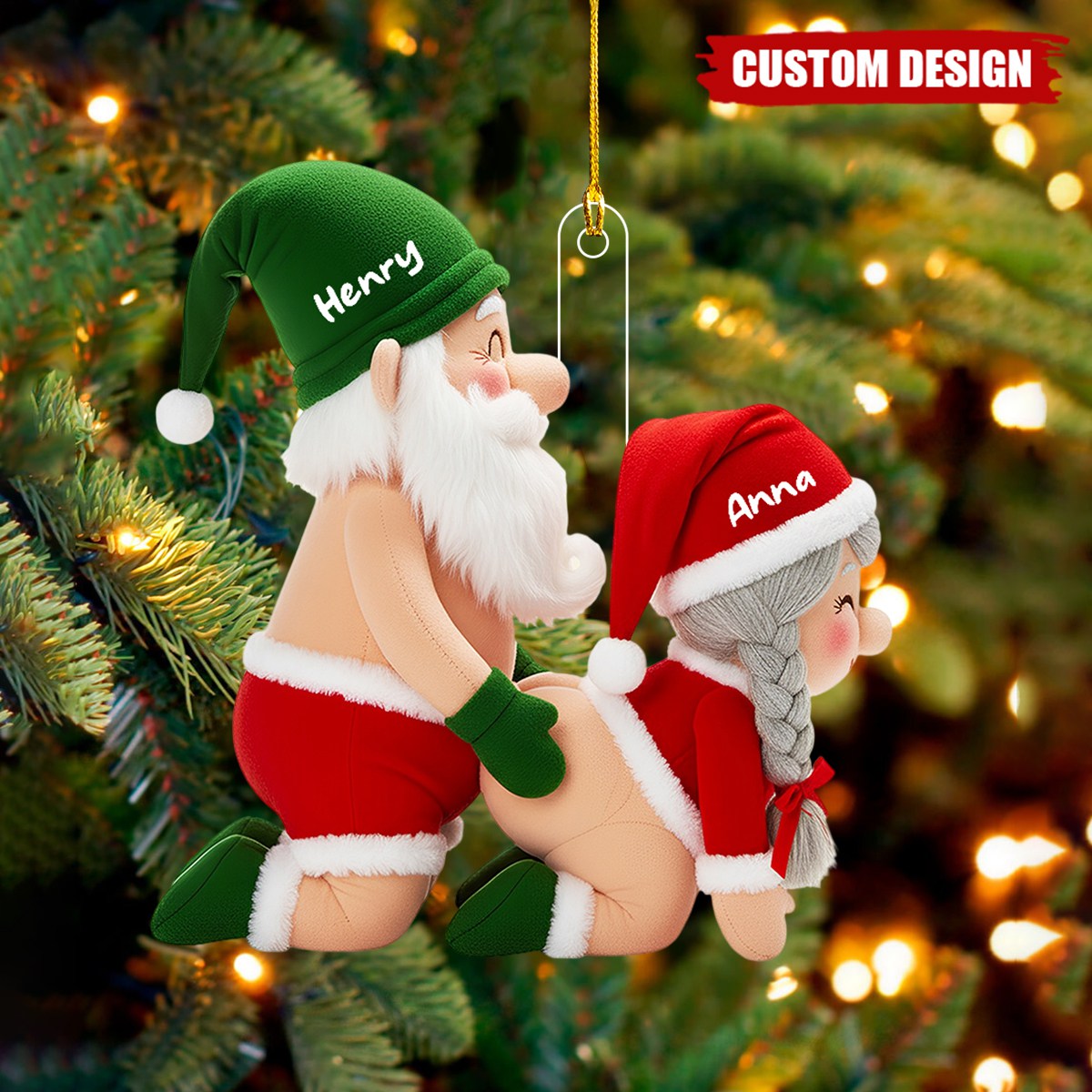 Personalized Old Couple Christmas Ornament - Gifts For Couple