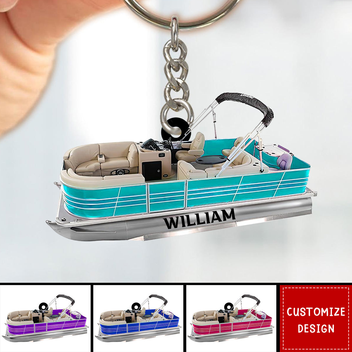Pontoon Key Chain Personalized Pontoon Boat Acrylic Keychain - 2024 New Release - OKBANDS