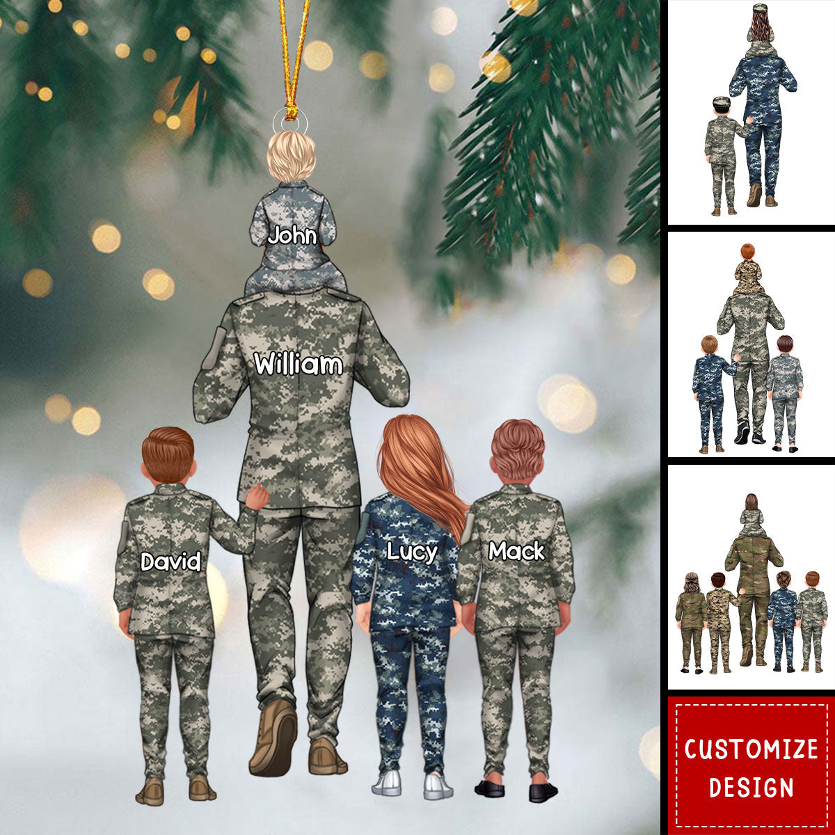 Personalized Military Dad And Kid Ornament - Gift For Family - 2024 New Release