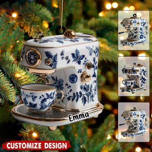 Personalized Coffee Maker Machine Christmas Ornament