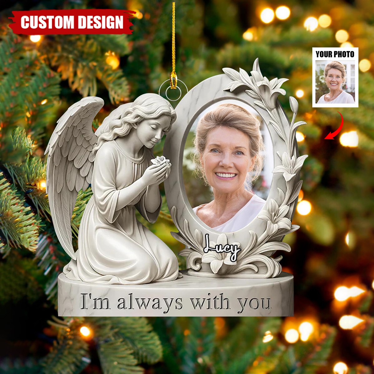 Personalized Angel Memorial Photo Christmas Ornament - Gift for Loved Ones