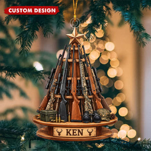 Personalized Hunting Rifle Christmas OrnamentHunter Name Gift
