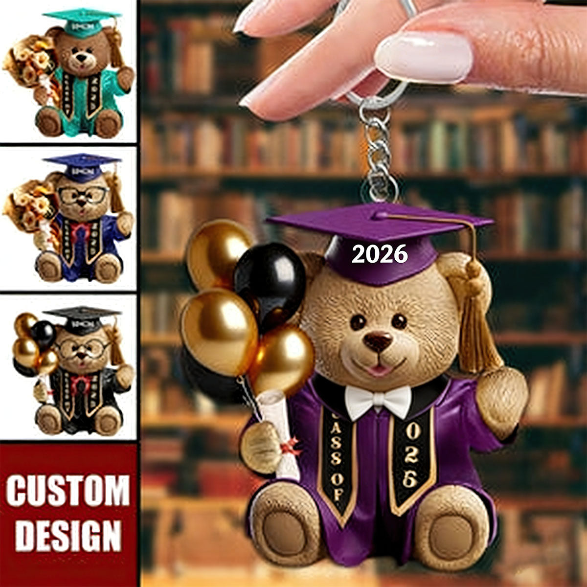 Graduation Bear - Personalized Keychain