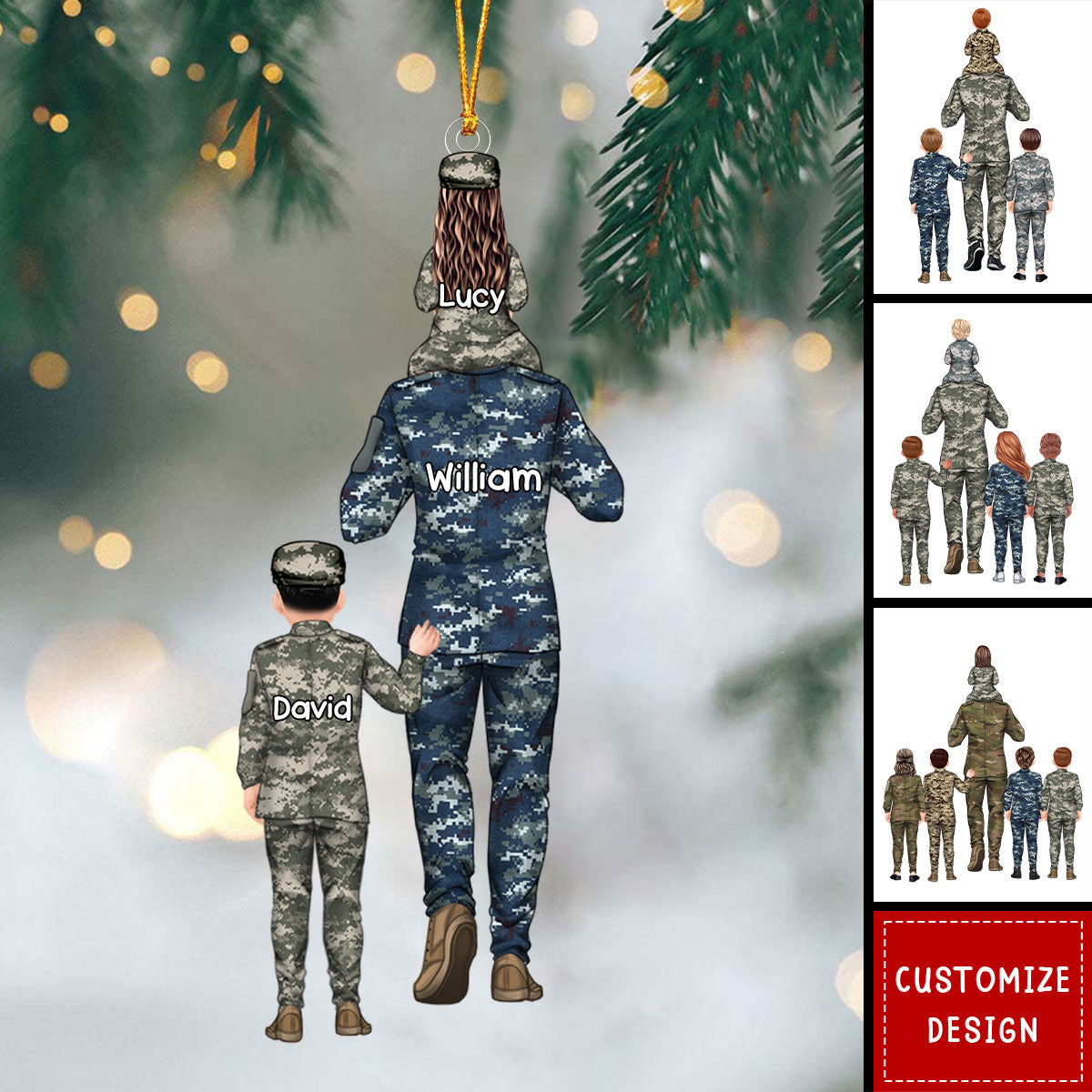 Personalized Military Dad And Kid Ornament - Gift For Family - 2024 New Release