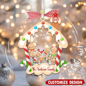 Personalized Gingerbread House Family Christmas Shaker Ornament, Custom Family Ornament 2025, Customized Cookie Ornament Gift for Christmas