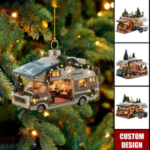 Personalized Vintage RV Camper Christmas Ornament - Gift For Campers