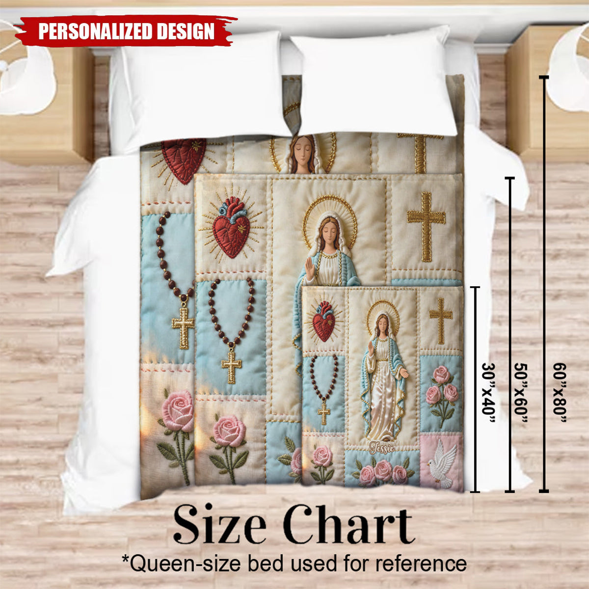 Personalized Our Lady Christian Blanket -Religious Keepsake for Devotees