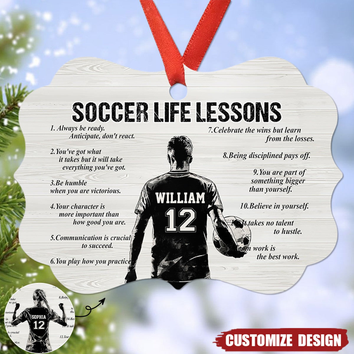 Personalized Soccer Life Lessons Wooden Ornament - Gift For Soccer Lovers
