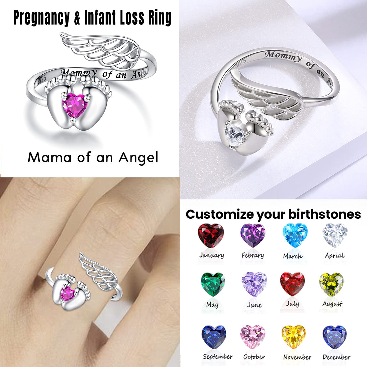 Personalized Sterling Silver Miscarriage Ring-Memorial Losing Gifts