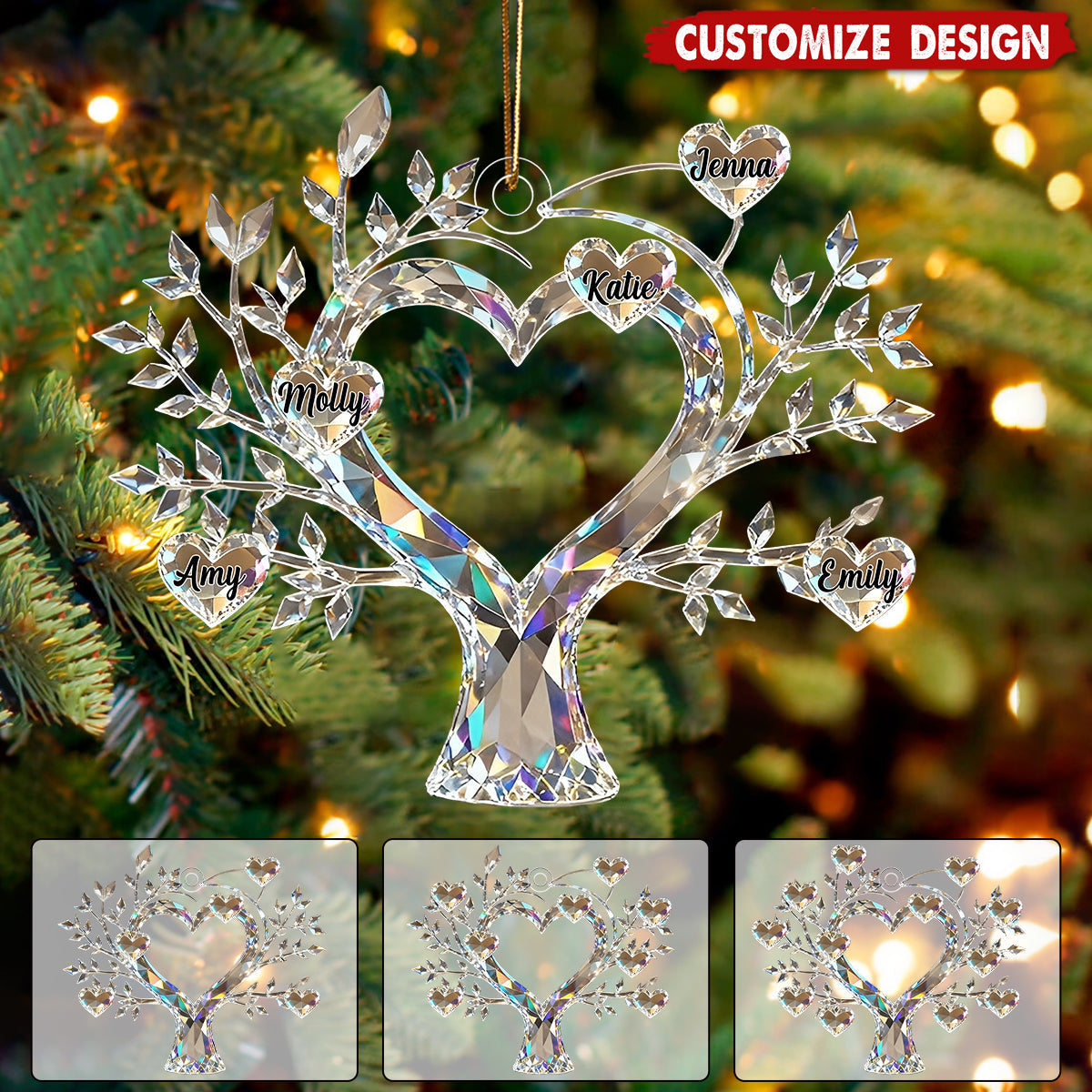Personalized Tree of Life Family Member Crystal Ornament
