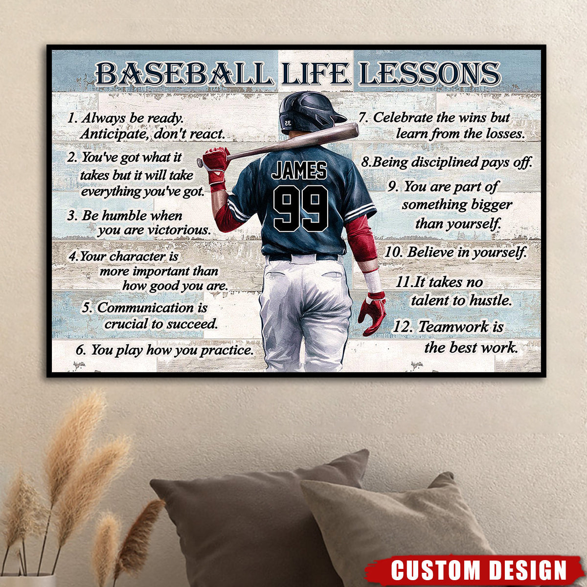 Personalized Baseball Life Lessons Poster-Gift For Baseball Lover