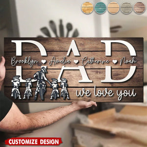 Personalized Motocross Biker Daddy Kid Son Daughter Name Wood Sign