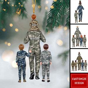 Personalized Military Dad And Kid Ornament - Gift For Family - 2024 New Release