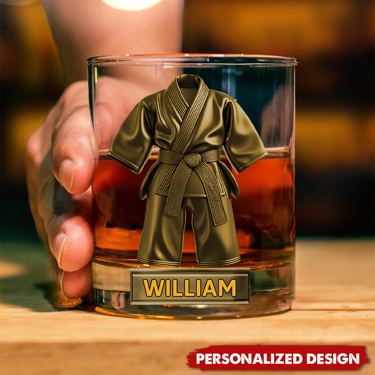 Personalized Black Belt Whisky Glass-Gift For Karate,Jiu-Jitsu,Taekwondo Lover